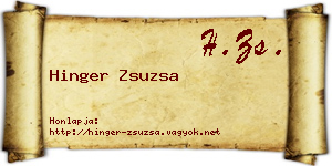 Hinger Zsuzsa névjegykártya